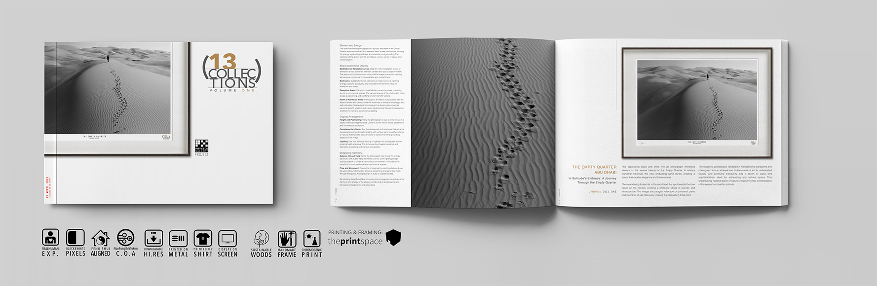Preview image showing the interior pages of the 13Collections black and white travel photography catalogue